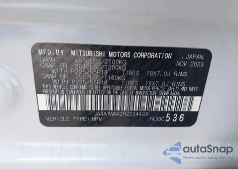 2024 Mitsubishi Eclipse Cross Se S-Awc/Sel S-Awc from USA, damaged, VIN JA4ATWAA2RZ034403